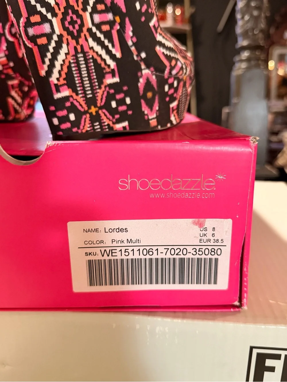 Pink & black platform wedges